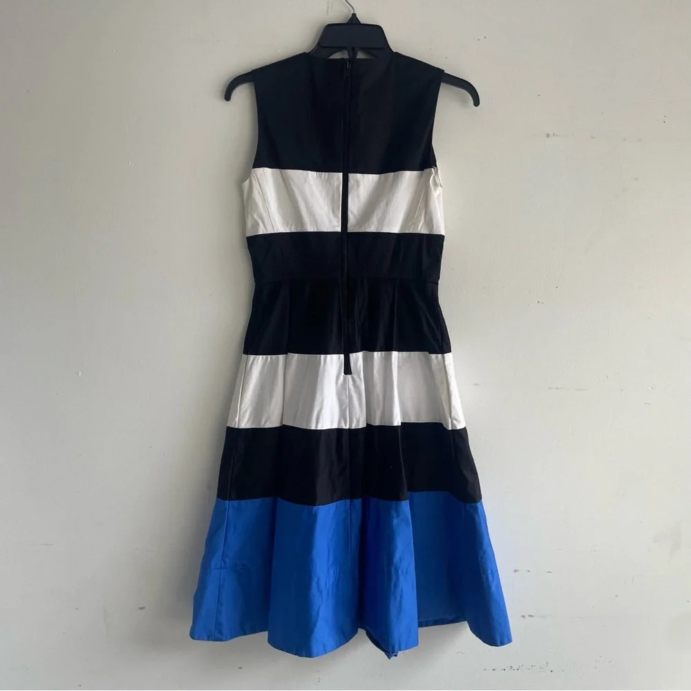 Kate Spade black, blue & white color block fit flare dress 33142 - Picture 3 of 7